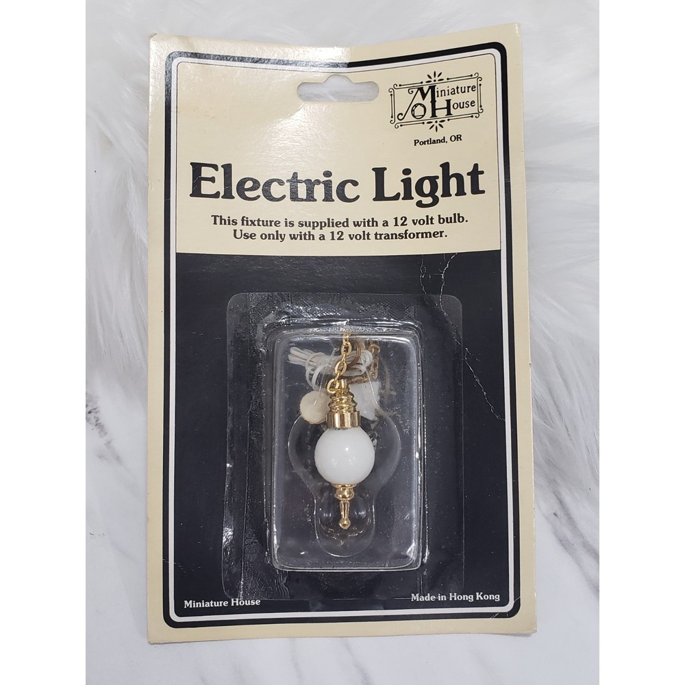 Dollhouse Miniatures Vintage‎ 12V Miniature House White Globe Ceiling Swag Light